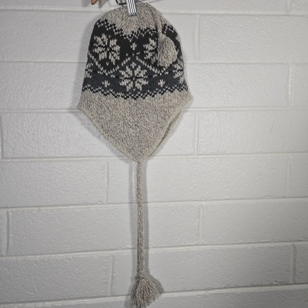 Ecoraggs Jacob Ash Schuessler Winter Hat One‎ Size Fair Isle Tassels Beanie Snow